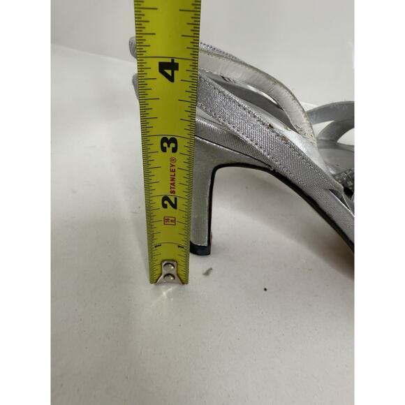 vintage Stuart Weitzman Rockstar silver rhinestone slingback heels Y2K Sz 7.5 - Picture 7 of 8